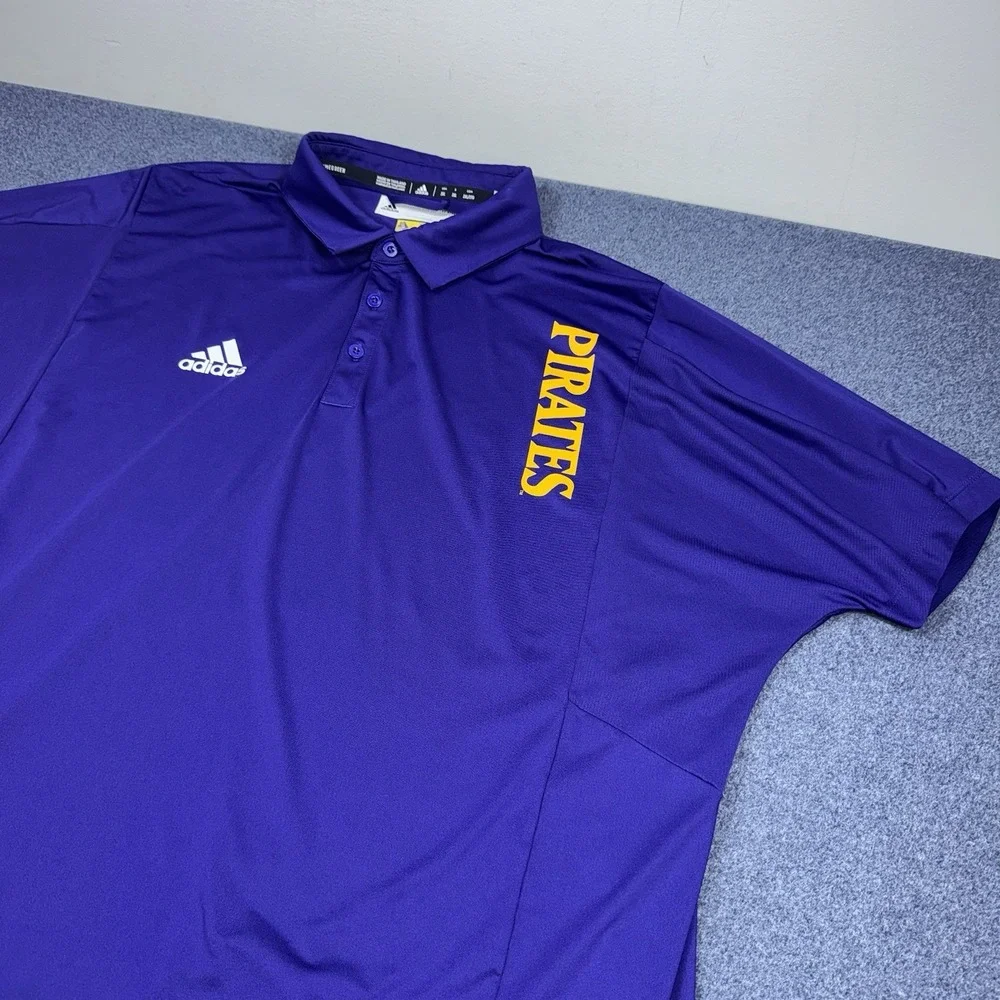 Adidas ECU Pirates Polo Shirt Purple Climalite 2XL East Carolina University